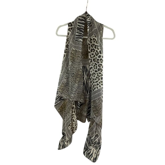 Sax Womens Animal Print Open Front Kimono Vest Duster Lightweight One Size Artsy - Picture 3 of 12